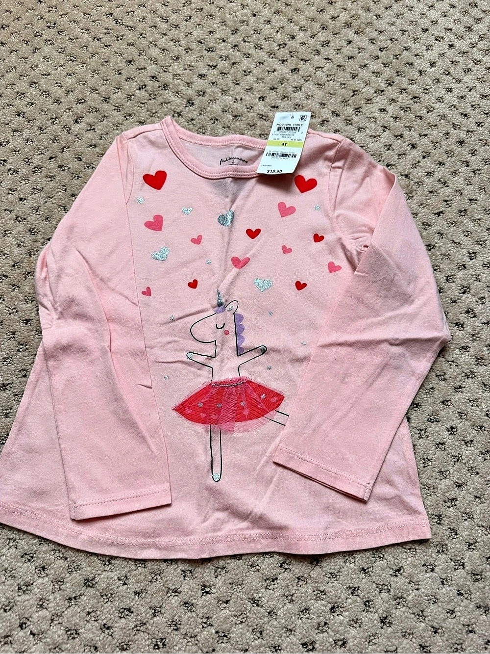 NWT First Impressions Girls Pink & Red Long Sleeve Top. 4T